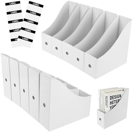 KILDOWS 10 Stück Stehsammler, Zeitschriftensammler Zeitschriftenhalter Kraftpapier Stehsammler A4 Stehordner Schreibtisch Organizer Weiß Ordner Organizer für Bücher Dokumente Büro Schule Hause
