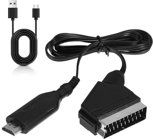 YUWJOOWEE HDMI auf Scart Konverter, 1080P Adapter HDMI auf Scart Video Audio Wandler, Hdmi auf Scar t Kabel für TV STB VHS Xbox PS3 Sky Blu-ray DVD usw