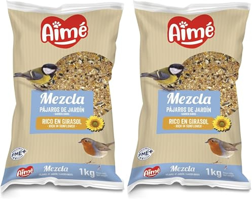 Aime Vogelfutter, Verschiedene Samenmischungen und Nährstoffe, Beutel mit 1 kg, für Vögel des Himmels und Wildtiere (Packung mit 2)