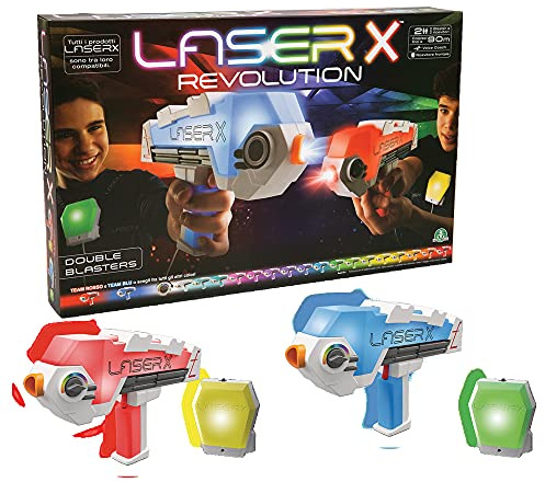 Laser X - Revolution Blaster, wähle deine Teamfarbe, treffe bis zu 90 Meter, mit 2 Blastern, 2 Empfängern und Voice Coach, für Kinder ab 6 Jahren, LAE12000, Giochi Preziosi.