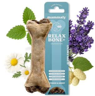 5-in-1 Entspannungs-Kauknochen - Relax Bone+ 1x Kauartikel (12cm) von mammaly - Kaustange aus Rinderhaut mit Kamille & Lavendel u. v. m. zur Beruhigung - Kauspielzeug / -Knochen als Beruhigungsmittel