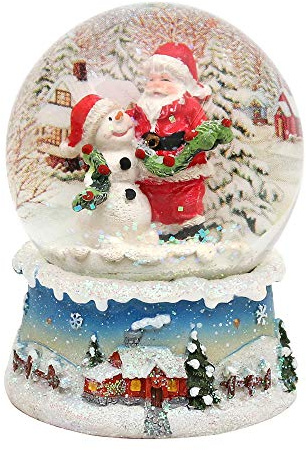 Dekohelden24 Wunderbare Schneekugel, Santa und Schneemann, Ø 6,5 cm