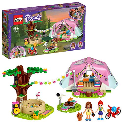 LEGO 41392 Friends Camping in Heartlake City Set mit Mini Puppen Olivia & Mia und Zelt, Spielzeug ab 6 Jahren für Mädchen und Jungen