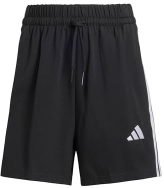 adidas Damen Essentials 3-Stripes Cotton Shorts, Black/White, L