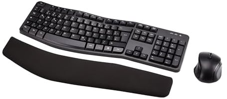 Amazon Basics Tastatur-Maus-Set, ergonomisch, kabellos, DE Layout - schwarz