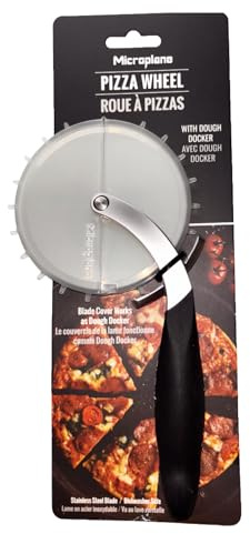 Microplane Professional XL Pizza‑Cutter Wheel mit Teig‑Docker | Extra‑scharfes Edelstahl‑Rad 10 cm Profi-Pizzaschneider | Rutschfester Soft‑Grip | Für Pizza, Quiches & Gebäck | Spülmaschinen‑geeignet