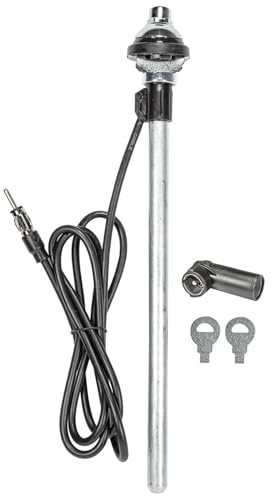 tomzz Audio 1000-040 Teleskopantenne Universal für Kotflügemontagel großer Kopf DIN + ISO-Stecker Edelstahl-Optik