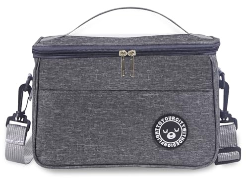 TUXUNQING Kühltasche 7.5L faltbar, Isoliertasche für Picknick, Reisen & Arbeit, Wiederverwendbare Lunchtasche mit Tragegriff, wasserabweisend, geeignet für Lebensmittel, Getränke (Grau/26*16*18cm)