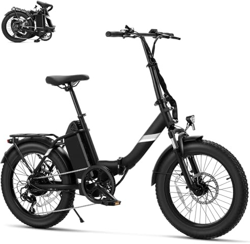 Touroll S2/S3 Pro E-Bike Klapprad, 20 * 3.0/4.0 Zoll Fat Tire Elektrofahrrad, 250W, 36V/48V 13Ah/27Ah Akku bis 65-195km, Präzise 7-Gang Schaltung