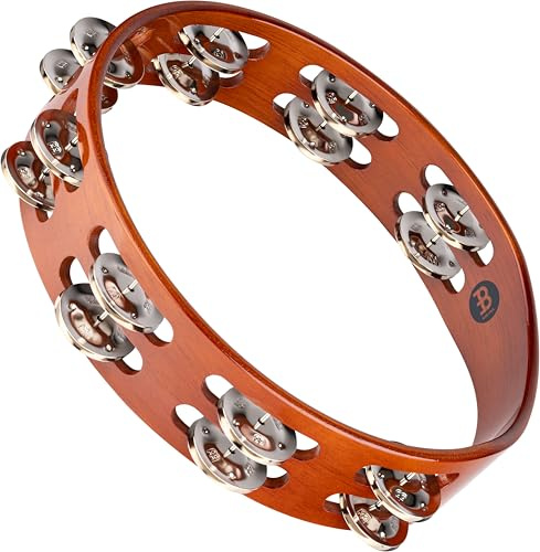 Meinl Percussion Traditional Wood Tambourine - 2-reihiges Tamburin - Durchmesser 10 Zoll - Siam Eiche / Stahl, Antique Brown / Nickel (TA2AB)