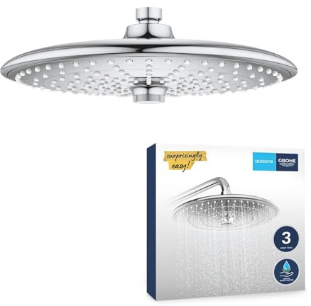 GROHE Vitalio Joy 260, Kopfbrause (wassersparende Regendusche mit 3 Strahlarten, Duschkopf mit Antikalk System), chrom, 26462000