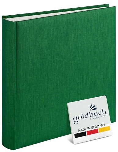 goldbuch 31806 Fotoalbum Summertime Trend, 30 x 31 cm, Fotobuch mit 100 weiße Seiten & Pergamin Trennblättern, Foto Album aus Leinen, Erinnerungsalbum, Dunkelgrün