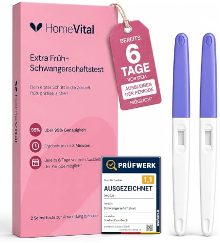 Schwangerschaftstest Frühtest – 6 Tage vor Periode, hCG Urintest | über 99% Genauigkeit, 10 mIU/ml, 2er Pack, zur Früherkennung, SSW Test, für Zuhause