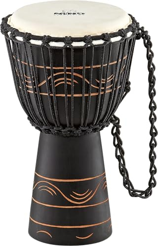 Nino Percussion Moon Rhythm Djembe - Großes Musikinstrument für Kinder ab 4 Jahren - Durchmesser 8 Zoll - Mahagoni, Natur (NINO-ADJ4-S)