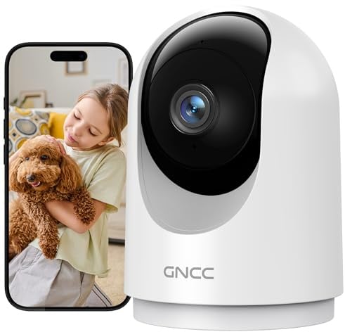 GNCC Überwachungskamera Innen - 2K Kamera Überwachung Innen, 360° WLANkamera Indoor Hundekamera mit APP, Babyphone mit Kamera, Zwei-Wege-Audio, Bewegungserkennung, Nachtsicht, kompatibel mit Alexa