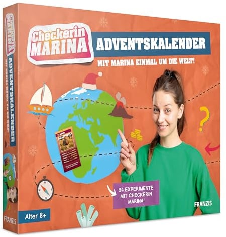 FRANZIS 67252 - Checkerin Marina Adventskalender: Mit Marina einmal um die Welt! 24 Experimente für den Advent!