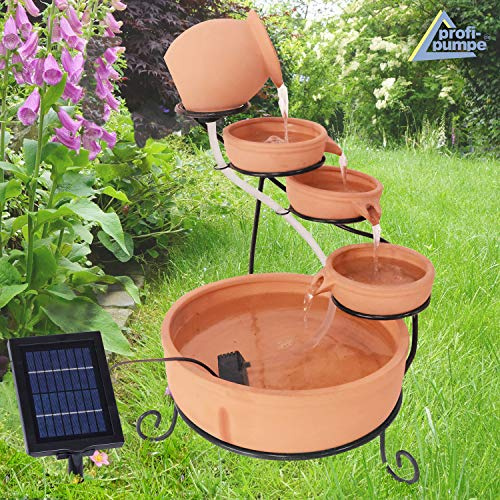 Solar Gartenbrunnen Brunnen Zierbrunnen Zimmerbrunnen Springbrunnen Brunnen Terra-3 Wasserfall Wasserspiel für Garten, Gartenteich, Terrasse