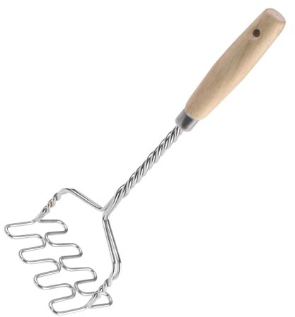 Westmark Kartoffelstampfer, Länge: 34 cm, Rostfreier Edelstahl/Holz, Silber/Hellbraun, 61272270