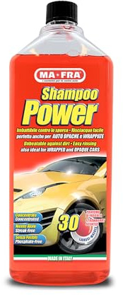 Mafra, Shampoo Power, Auto-Reinigungsmittel, Entfetter und Konzentrat, einfach abspülen, hinterlässt weder Rückstände noch Halos, für 30 Wascheinsätze