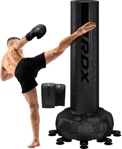 RDX 6FT 330LB Boxsack Stehend Erwachsene, Trainingshandschuhe und Überzug Set XXL Freistehender Standboxsack Boxing mit Saugfuß Freestanding Punch Bag für MMA Kickboxen Kampfsport Boxpartner Muay Thai