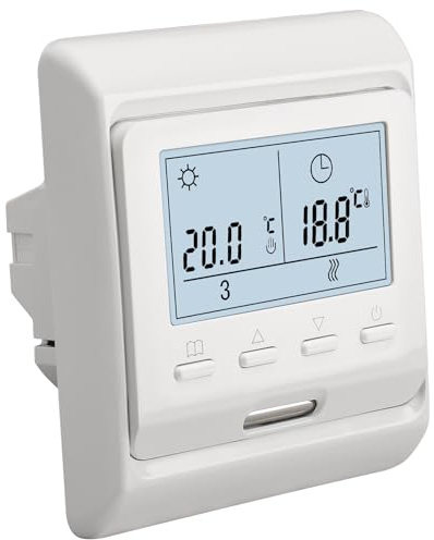 Wengart Thermostat Elektrische Fußbodenheizung 16A, WG806 Digitaler Raumthermostat mit Bodenfühler, 7-Tage Programmierbar, Wandthermostat für Infrarotheizung & Elektroheizgeräte, Unterputz