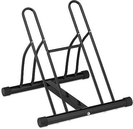 Relaxdays Fahrradständer, Metall Bodenparker für 2 Räder, bis 60mm Reifenbreite, HBT: 57 x 60,5 x 55 cm, Indoor, schwarz