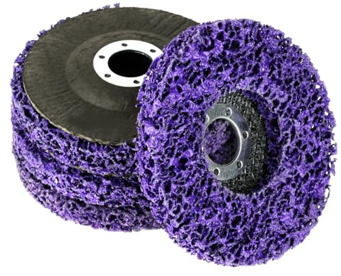 Adiwo CSD Scheibe Schleifscheibe, 4 Stück Ø 125mm Reinigungsscheibe Set Grobschleifscheibe Lila Grobreinigungsscheibe für Winkelschleifer für Oberfläc Henbearbeitung Polieren Rostentfernung