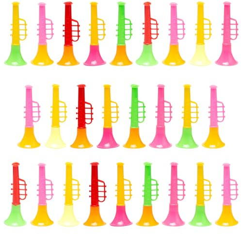 Sxutop 25 Stück Mini Trompete Plastik Spielzeug, Vuvuzela Tröte für Kinder | Kleine Trompete Spielzeug, aus Kunststoff, Spielzeug Horn Instrument Lärmmacher, für Lernen und Üben Musikinstrument Kinder