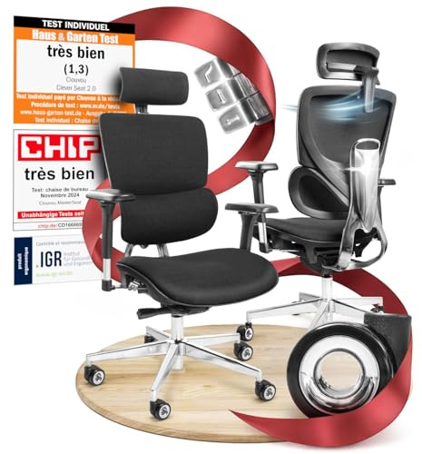 CLOUVOU MasterSeat Bürostuhl Ergonomisch [TESTSIEGER] Schreibtischstuhl 100% individuell einstellbar | Büro Stuhl & Gaming Stuhl | Computerstuhl Home Office Chair Ergonomic | Drehstuhl 150 kg