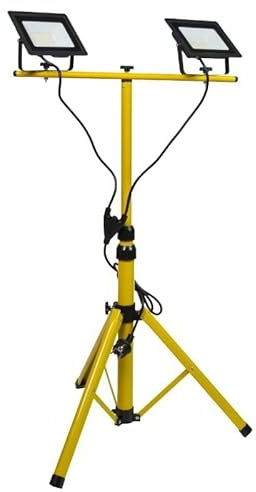 Latrans LED Baustrahler mit Stativ 100W Doppel 2x 50W Strahler 4000K Arbeitsleuchte Arbeitsscheinwerfer 5m Bauscheinwerfer Baustellenlampe innen außen höhenverstellbar (Gelb)