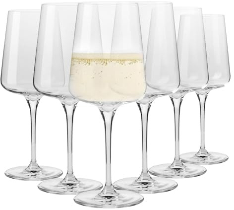 Krosno Weißweingläser 6er Set, 400 ml, Infinity Kollektion | Weingläser Set, Bleifreies Kristall Weinglas für Riesling, Prosecco und Weißweine, stilvolle Tischkultur, Spülmaschinenfest