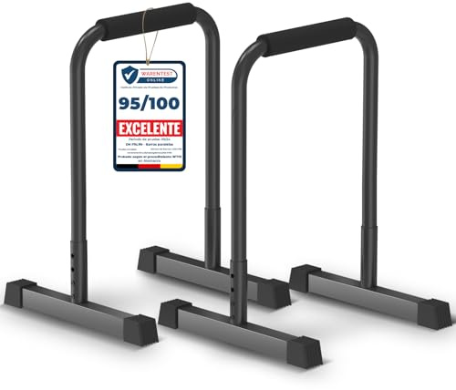 DH FitLife Dip Barren Bars | Dip Stange & Verstellbare Dip-Station 80-90 cm | Parallettes für Calisthenics & Krafttraining | Stabil & Sicher | Indoor & Outdoor Fitness Equipment