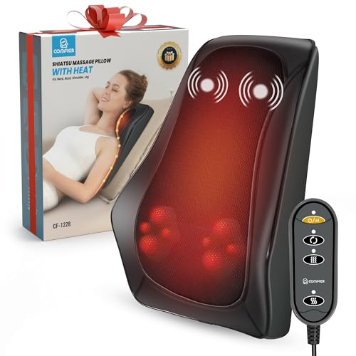 COMFIER Nackenmassagegerät, Shiatsu Massagegerät 4D Knet Rückenmassagegerät, Massagekissen für Nacken, Schulter Rücken, Geschenke für Männer, Frauen, Mama, Papa