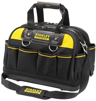STANLEY FatMax Werkzeugtasche mehrzeitig zugängliche Tasche, mit zwei großen Verstaumöglichkeiten für Hand und Elektrowerkzeug, freistehend, bis 25 kg belastbar - FMST1-73607