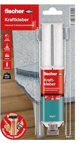 fischer Kraftkleber, 2-Komponenten-Klebstoff in Transparent, Universalkleber für jede Anwendung, für innen & außen, zuverlässiger Reparatur-Helfer, 25 ml