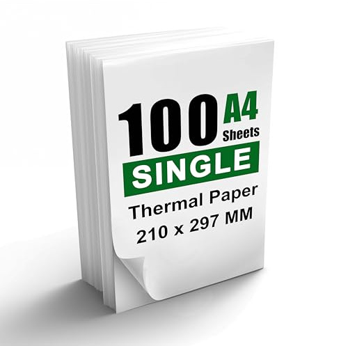 100 Blatt Thermopapier A4 für tragbare Drucker, Einzelblatt, BPA-freies | 210 × 297 mm Endlospapier für tragbare Thermodrucker, kompatibel mit A285M, F82, A28U, F11A & P83