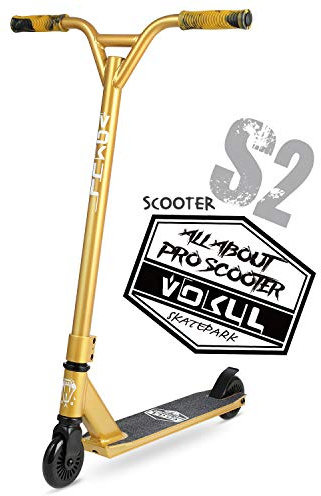 VOKUL TRII S2 Stunt Scooter - Freestyle Kickscooter mit Stabiler Leistung für Anfänger, Jungen und Mädchen ab 7 Jahren with 100mm PU Wheels (Gold)