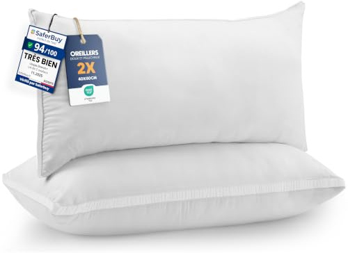 Utopia Bedding Kopfkissen 40x80 2er Set Schlafkissen Atmungsaktiv Kissen | Weiches, weißes Mikrofaser-Kissen mit Seitensteg – geeignet für das Bett, als Dekokissen und für das Sofa.
