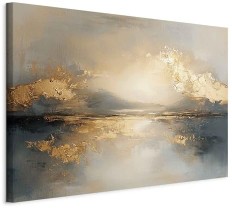 murando - Wandbilder XXL Leiwand Goldene Natur 120x80 cm 1 tlg - Wandbilder Wohnzimmer Wand Deko Bild auf Leinwand Schlafzimmer Kunstdrucke - Wie gemalt Elegante Abstrakte a-H-10170-b-a