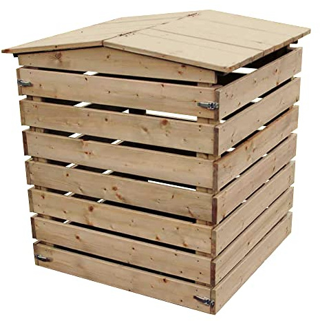NATIV Holzkomposter 450L für den Garten – Komposter aus imprägniertem Fichtenholz mit Deckel, abnehmbaren Seitenteilen, wetterfester Schnellkomposter 76x75x91 cm für Garten- und Küchenabfälle
