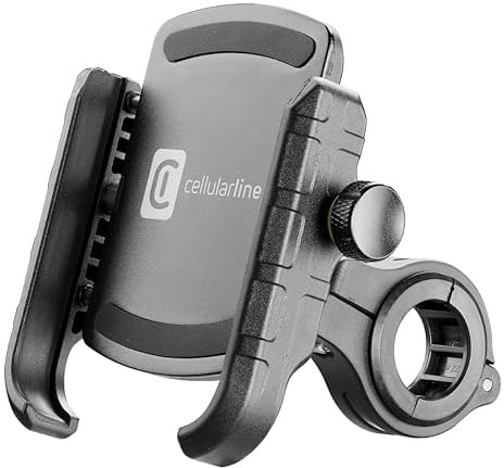cellularline | Rider Steel - Universal | Smartphone-Lenkerhalterung aus Aluminium für Motorrad und Fahrrad - Universal für alle Handys - Schwarz