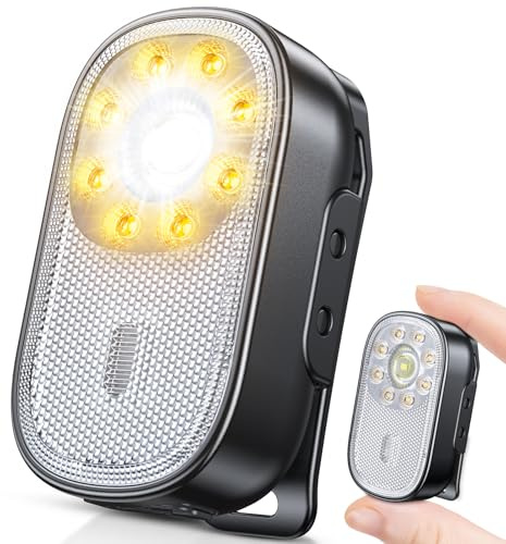 CIRYCASE 500LM EDC Mini Taschenlampe, 10 Modi Clip Lampe mit Spot & Flutlicht, USB-C Wiederaufladbar &IP65 Wasserdichte Tauchlampe Flashlight, LED Lauflicht für Joggen, Camping, Notfall, Running Light