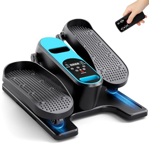 Dripex Mini Elektrischer Crosstrainer, Untertisch Ellipsentrainer für Zuhause, Beintrainer mit Pedalen für Senioren mit 60W Motor, Fernbedienung, 12 Geschwindigkeiten, 6 automatische Programme (Blau)