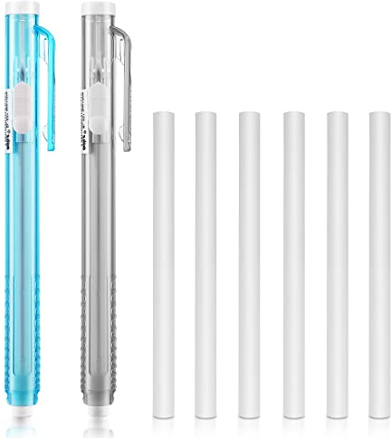 Molain Radiergummi Set im Stiftstil, 2 einziehbare mechanische Radierstifte mit 6 Ersatz Radierminen, einziehbarer Radiergummi Click Stick Radiergummis Bar Radiergummis