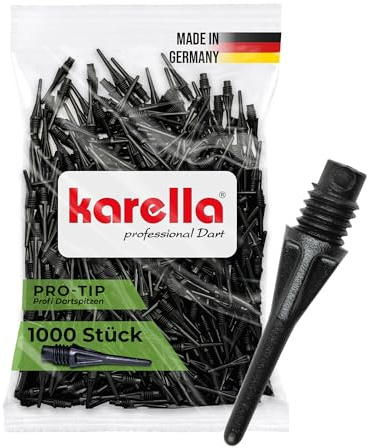 Karella Dartspitzen Kunststoff 1.000 St. Original PRO-TIP in Shorty Version, Softdart Ersatzspitzen für elektronische Dartscheiben, Made in Germany, formstabil und langlebig