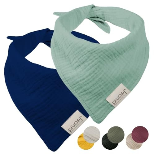 PiuPet® 2er Set Hundehalstuch - Bandana für Hunde - Blau/Türkis (S) | Halstuch für Hunde, 100% Baumwolle, Weiches Musselin, atmungsaktiv, Hundezubehör, waschbar, für große & kleine Hunde