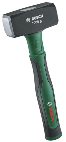 Bosch Fäustel 1000g (Heavy-Duty Hammer; große Schlagfläche; Robuster Kohlenstoffstahl; Symmetrischer Kopf; Softgrip-Handgriff mit Glasfaserkern für komfortables Arbeiten mit geringer Vibration)