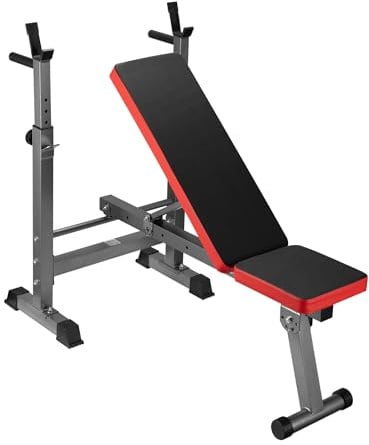 Wiltec Hantelbank klappbar bis 230 kg mit Langhantelablage Multifunktionsbank Schrägbank und Flachbank Gym Bank Verstellbare Trainingsbank für Übungen mit Langhanteln und Kurzhanteln Zuhause Fitness