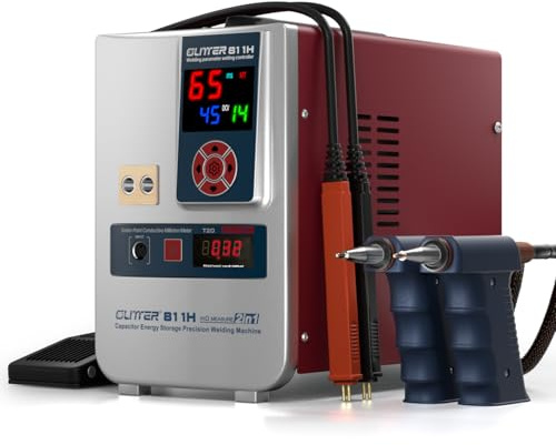 Glitter 811H 2-in-1 Akku-Punktschweißgerät mit Widerstandsmessung, 42000W 7000A, für Kupfer, Aluminium und Nickel, für LiFePO4-Lithium-Batterien 18650, AT/MT-Modi, 24-Stunden-Betrieb