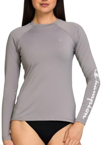 Champion Damen Rashguard, Langarm-Shirt, LSF 50+, UV-Schutz, Grau, XL